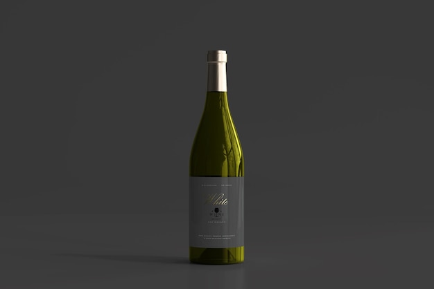 Maqueta de botella de vino blanco