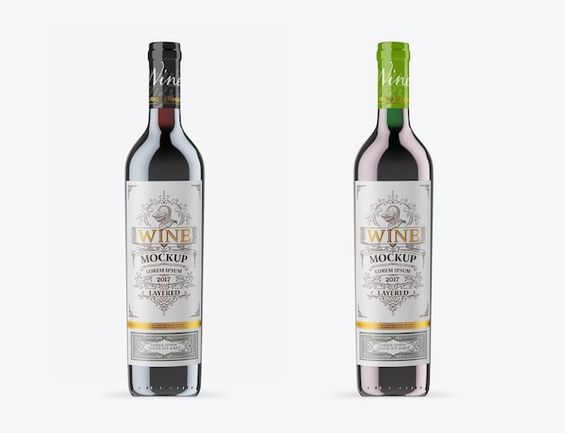 Maqueta de botella de vino oscuro