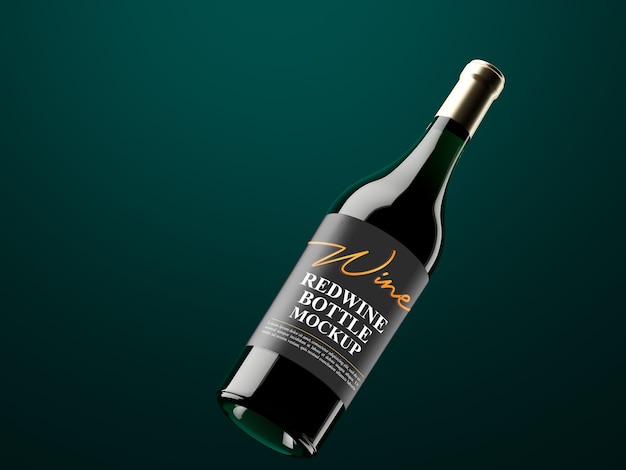 Maqueta de botella de vino verdoso oscuro