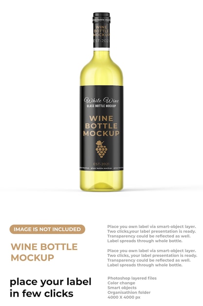 PSD maqueta de botella de vino
