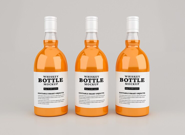 PSD maqueta de botella de whisky aislado