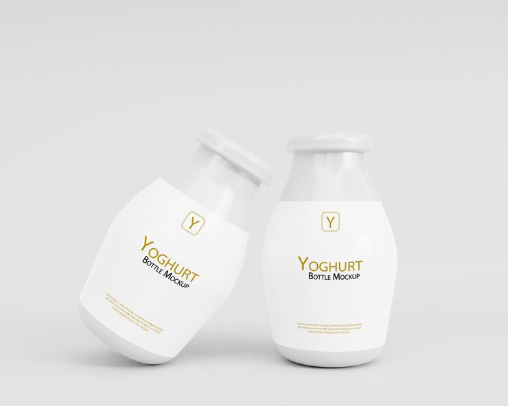 Maqueta de botella de yogur realista 3d