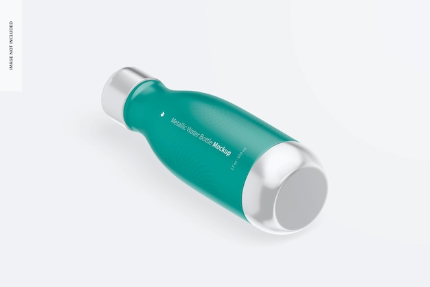 Maqueta de Botellas de Agua Metálicas de 17 oz, Vista Isométrica Izquierda