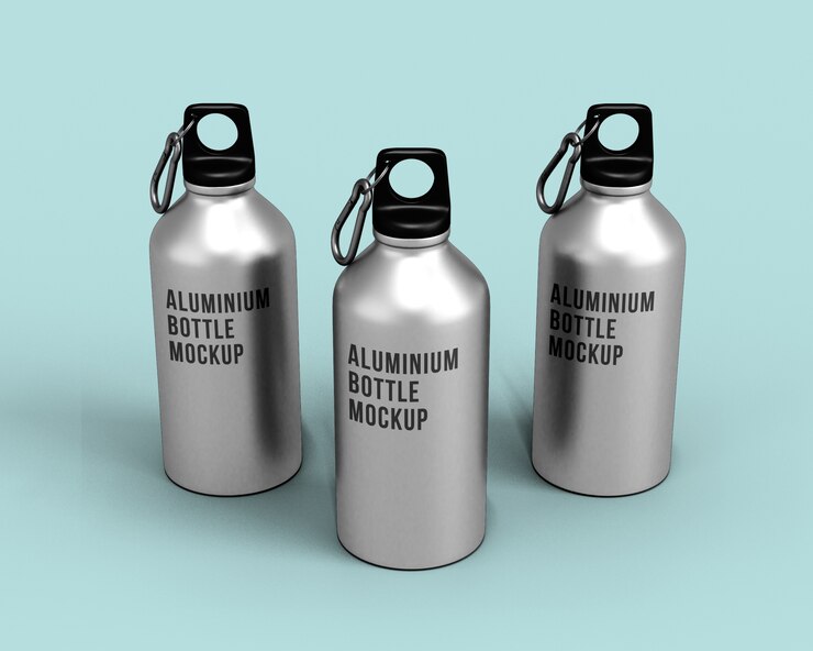 PSD maqueta de botellas de aluminio