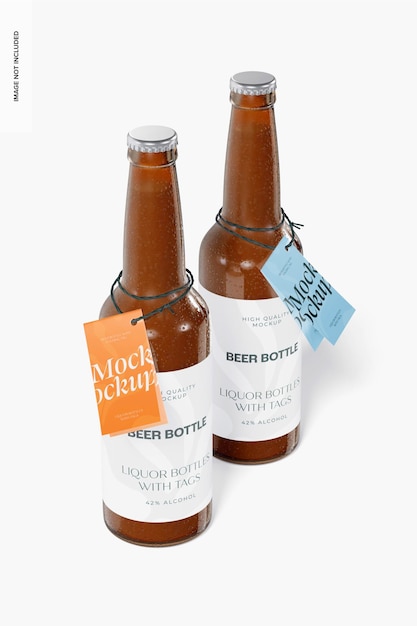 Maqueta de Botellas de Cerveza con Etiqueta Plegable, Perspectiva