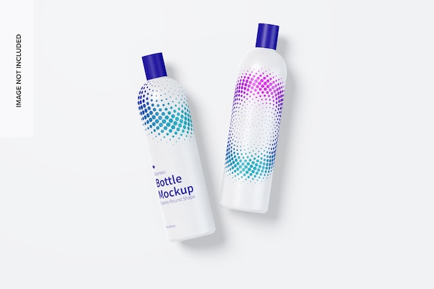 Maqueta de botellas cosméticas redondeadas de 8 oz / 240 ml