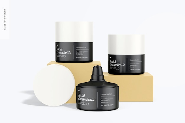 Maqueta de Botellas de Crema Facial con Bomba