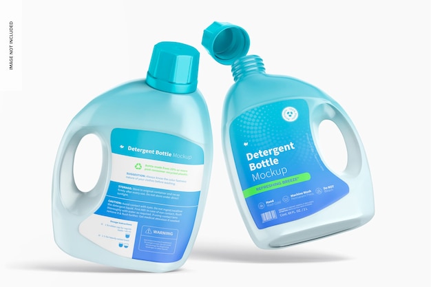 PSD maqueta de botellas de detergente de 69 oz, flotante