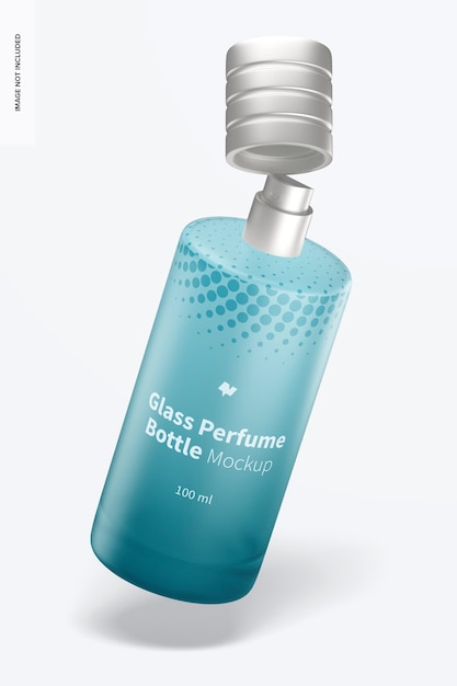 Maqueta de botellas de perfume de vidrio de 100 ml, cayendo