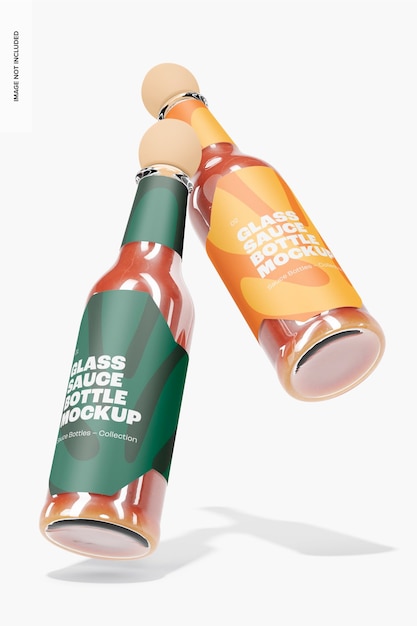 Maqueta de Botellas de Salsa Picante de Vidrio, Cayendo