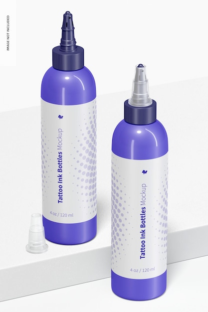 Maqueta de Botellas de Tinta para Tatuaje de 4 oz, Perspectiva