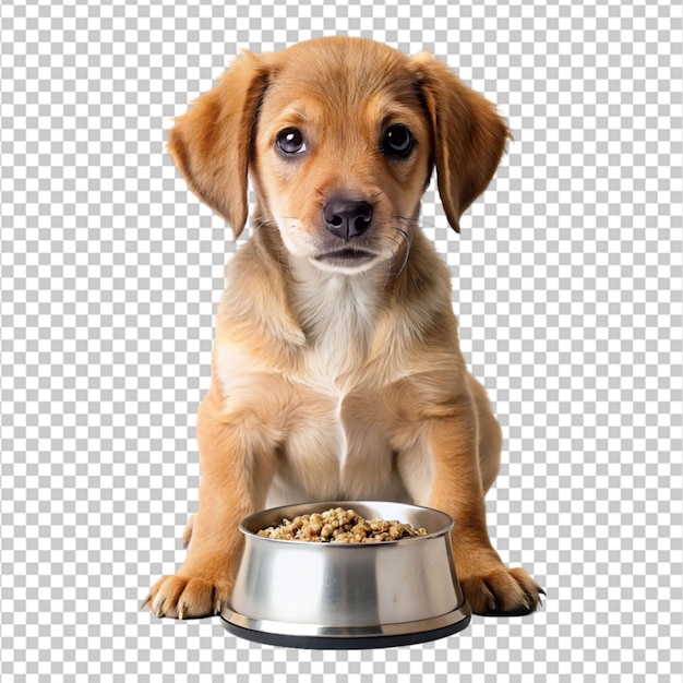 Maqueta de un cachorro con un cuenco de comida