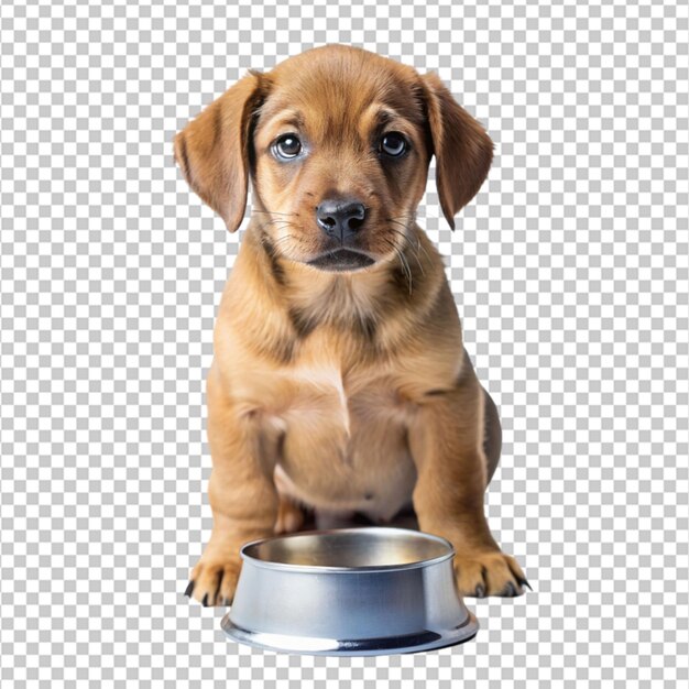 PSD maqueta de un cachorro con un cuenco de comida