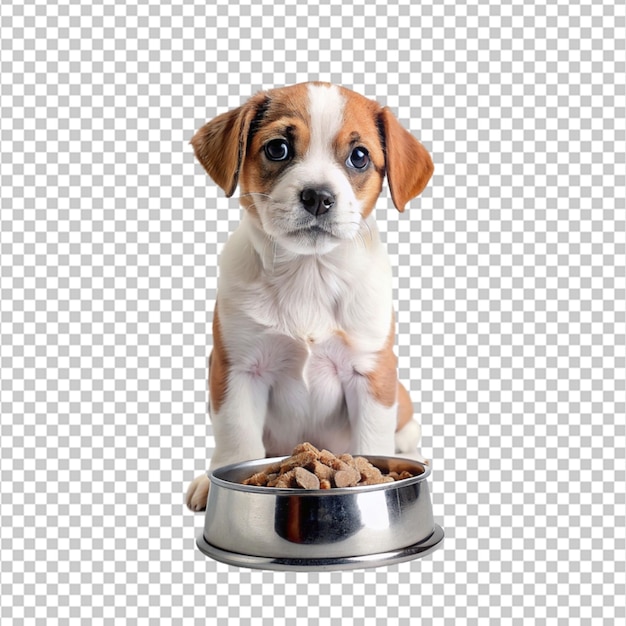 Maqueta de un cachorro con un cuenco de comida