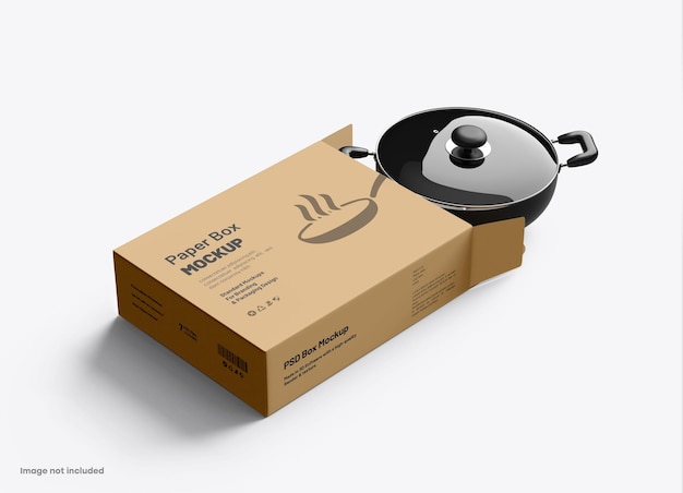 Maqueta de caja de cartón corrugado rectangular para empaque de productos de cocina