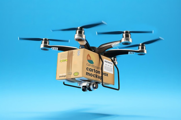 Maqueta de caja de cartón con dron