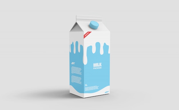 Maqueta de caja de cartón de leche