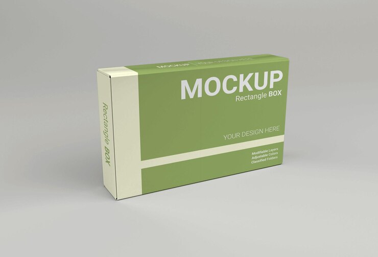 PSD maqueta de caja de cartón rectangular