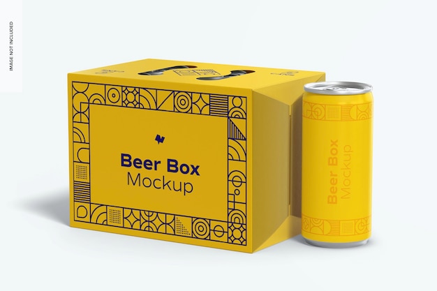 Maqueta de caja de cerveza, primer plano
