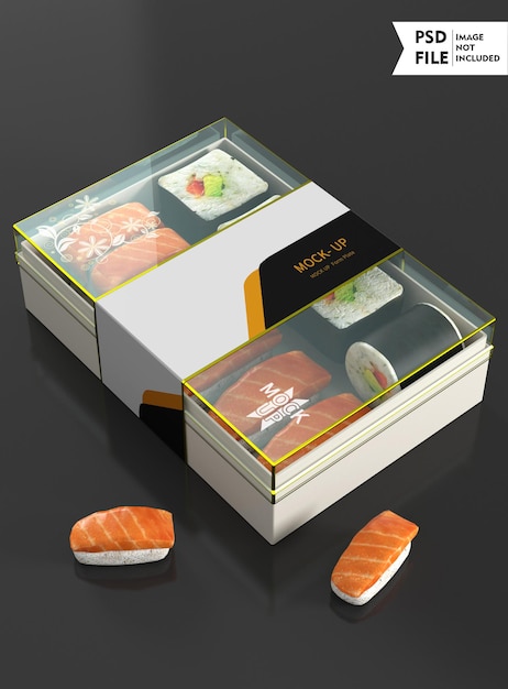 Maqueta de caja de comida transparente