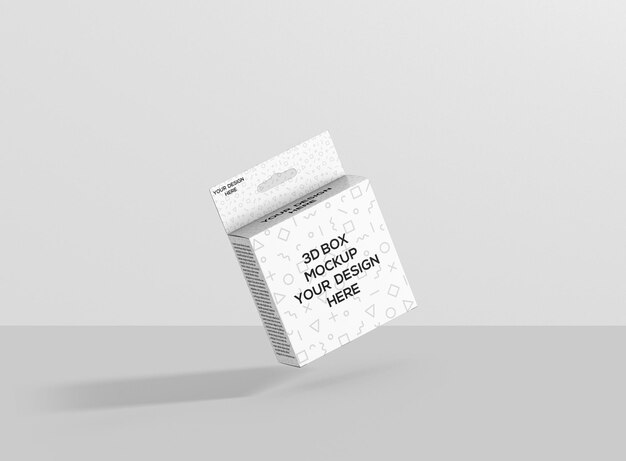 maqueta de caja cuadrada plana con colgador