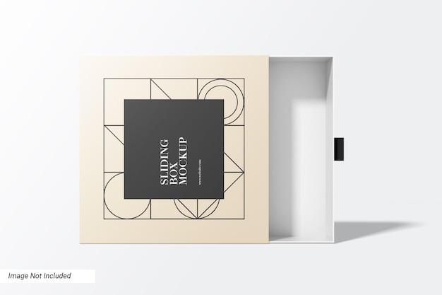 maqueta de caja deslizante cuadrada