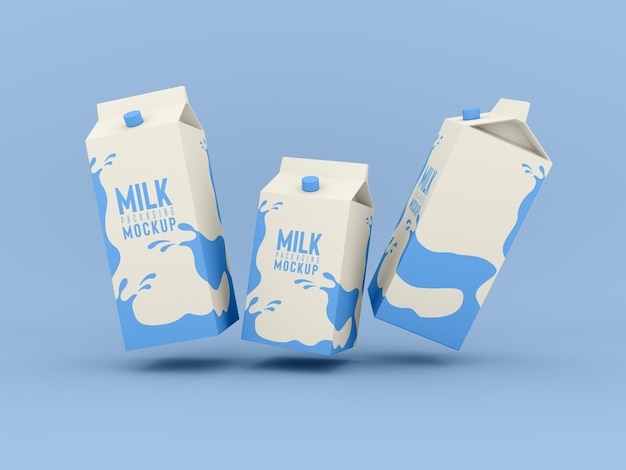 PSD maqueta de caja de envasado de leche
