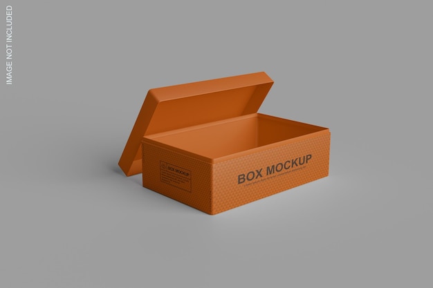 Una maqueta de caja naranja con la palabra caja en ella.