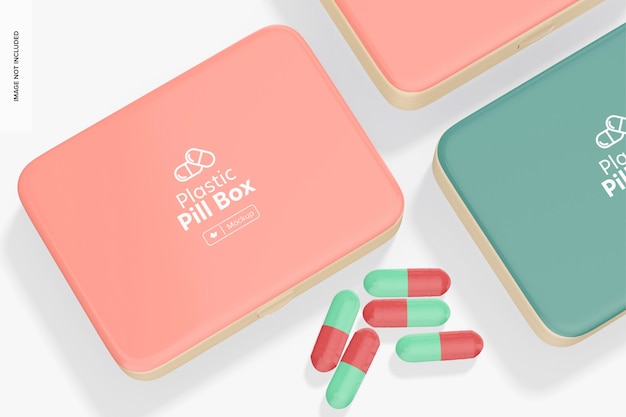 Maqueta de caja de pastillas de seis compartimentos, primer plano