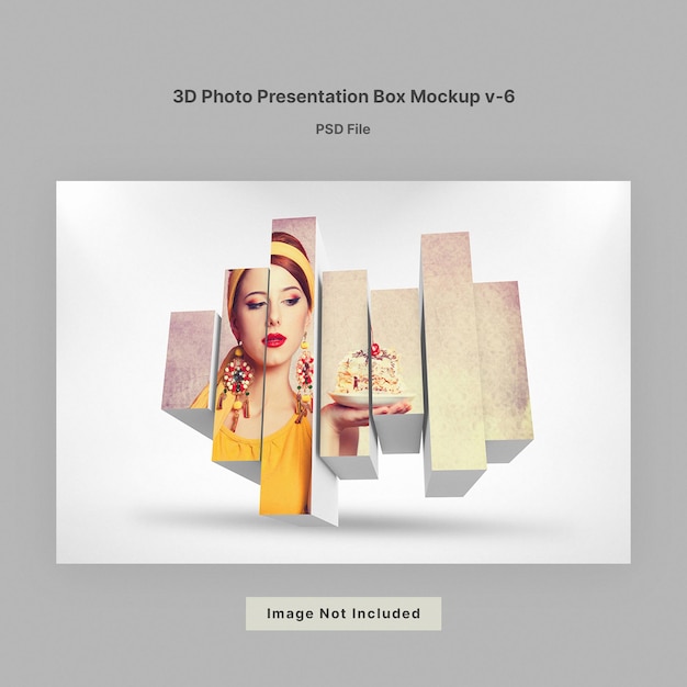 PSD maqueta de caja de presentación de fotos 3d v6