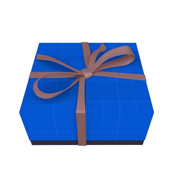 Maqueta de caja de regalo azul con cinta