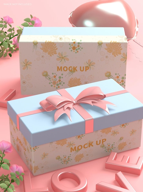 PSD maqueta de caja de regalo de boda
