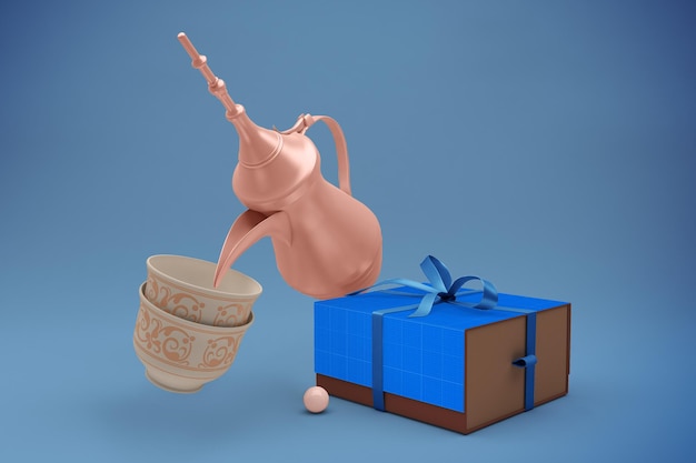 PSD maqueta de caja de regalo eid