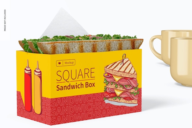 Maqueta de caja de sándwich cuadrada