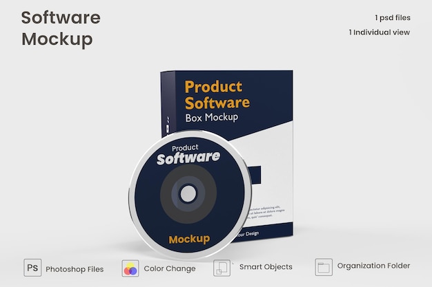 Maqueta de caja de software Psd Gratis