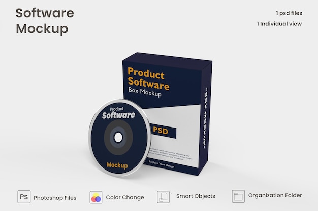 Maqueta de caja de software Psd Gratis