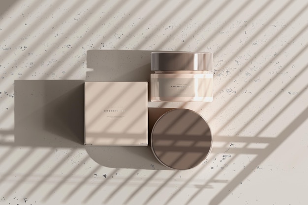 Maqueta de caja y tarro cosmético
