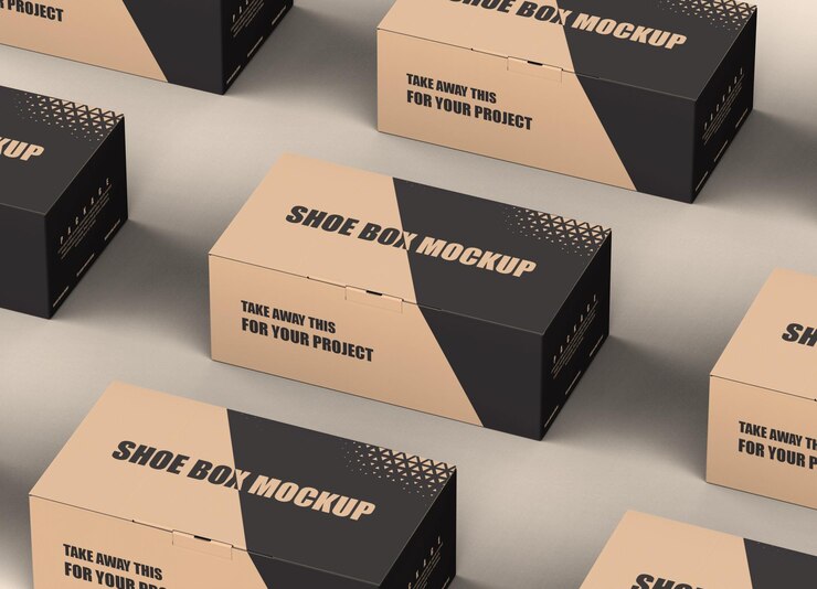 PSD maqueta de caja de zapatos de cartón