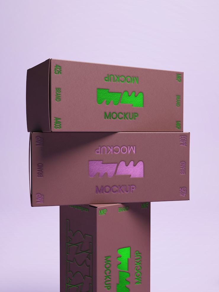 PSD maqueta de cajas de acabado metálico.