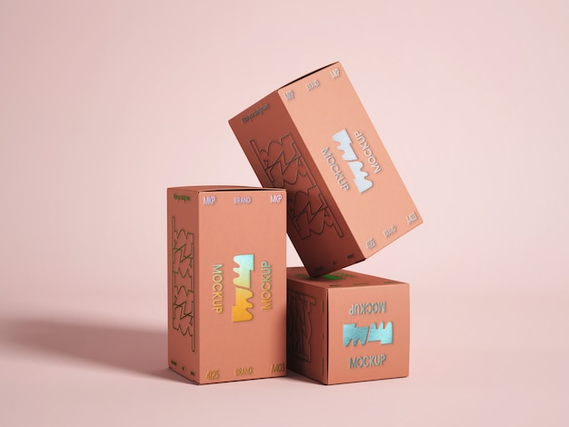 Maqueta de cajas de acabado metálico.