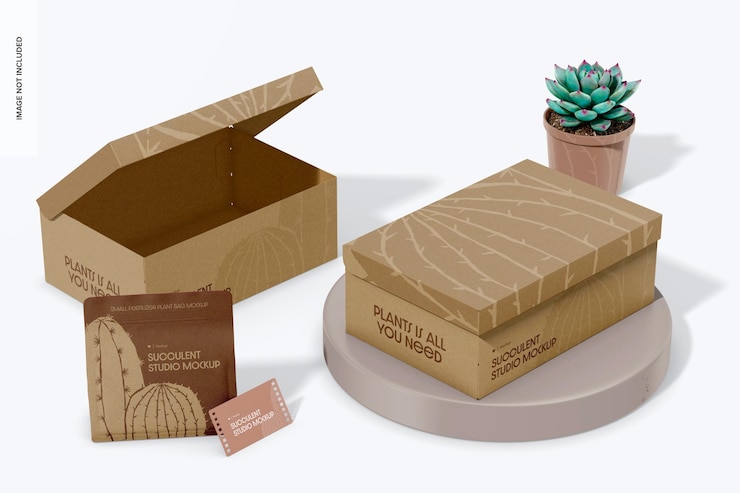 PSD maqueta de cajas de cartón rectangulares