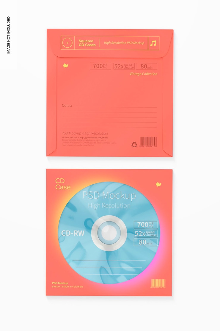 PSD maqueta de cajas de cd cuadradas, vista superior