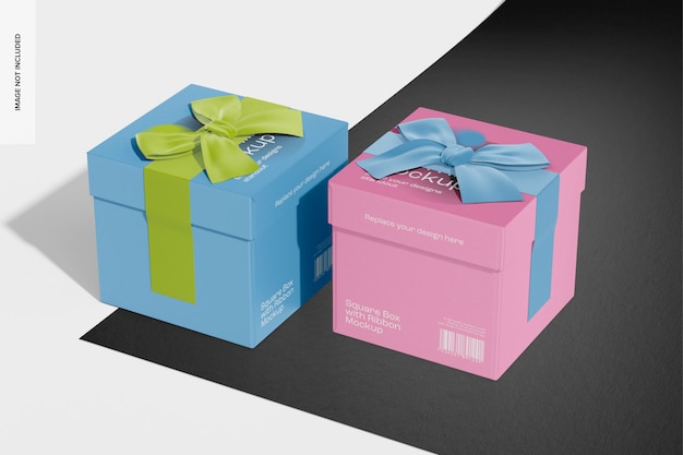 Maqueta de Cajas Cuadradas con Cinta, Vista Derecha