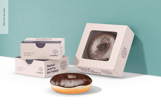 Maqueta de cajas de donas cuadradas inclinadas