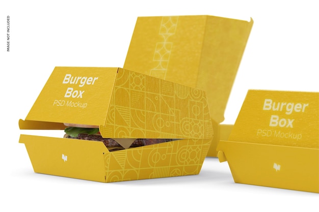 Maqueta de cajas de hamburguesas