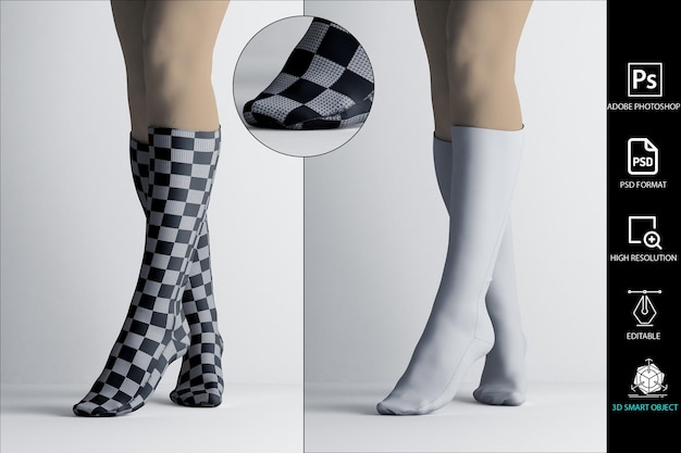 PSD maqueta de calcetines femeninos