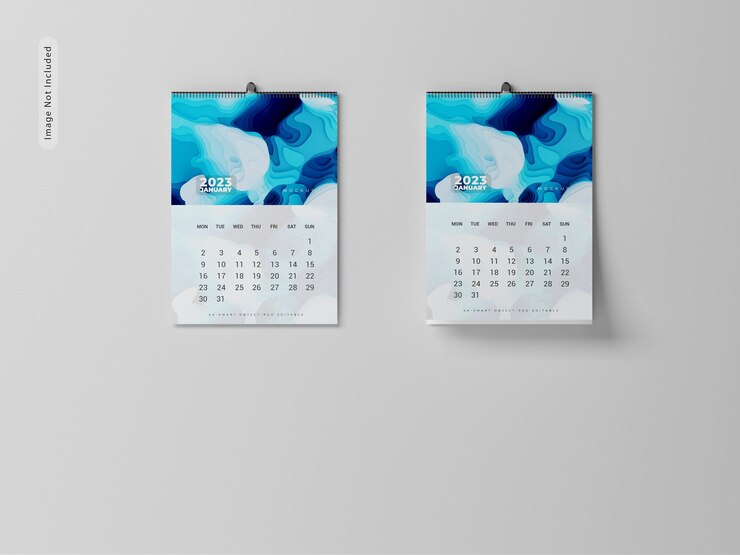 Maqueta de calendario para colgar en la pared