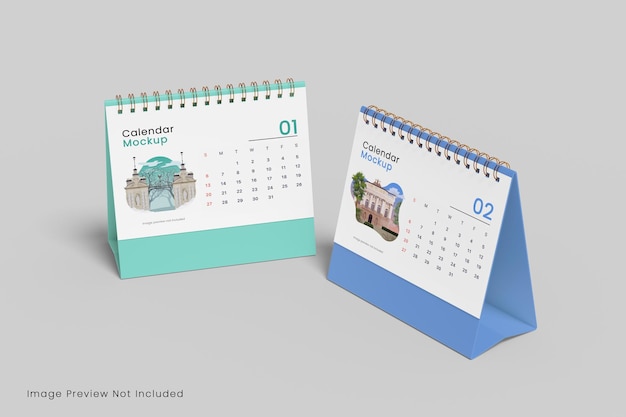 PSD maqueta de calendario de escritorio realista representación 3d