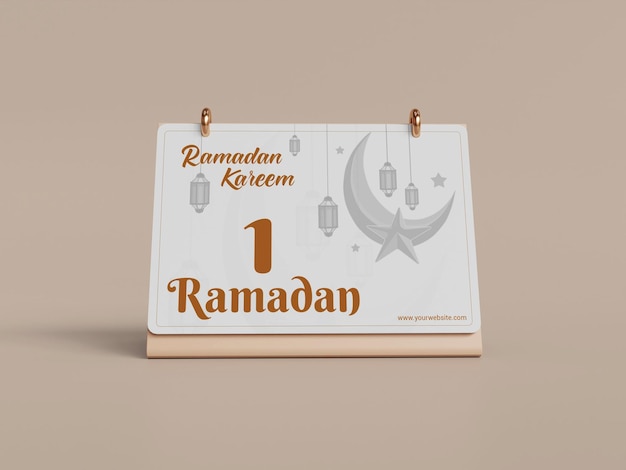 Maqueta de calendario especial de ramadán renderizado en 3d