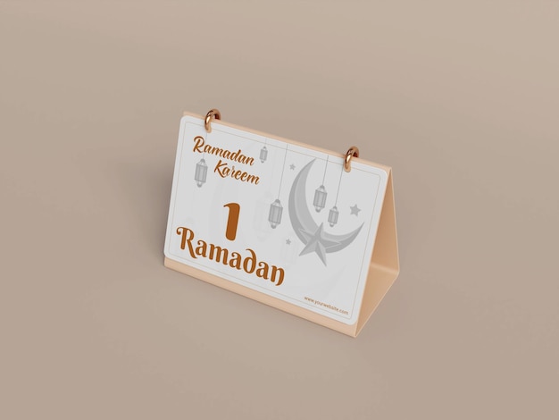 Maqueta de calendario especial de ramadán renderizado en 3d